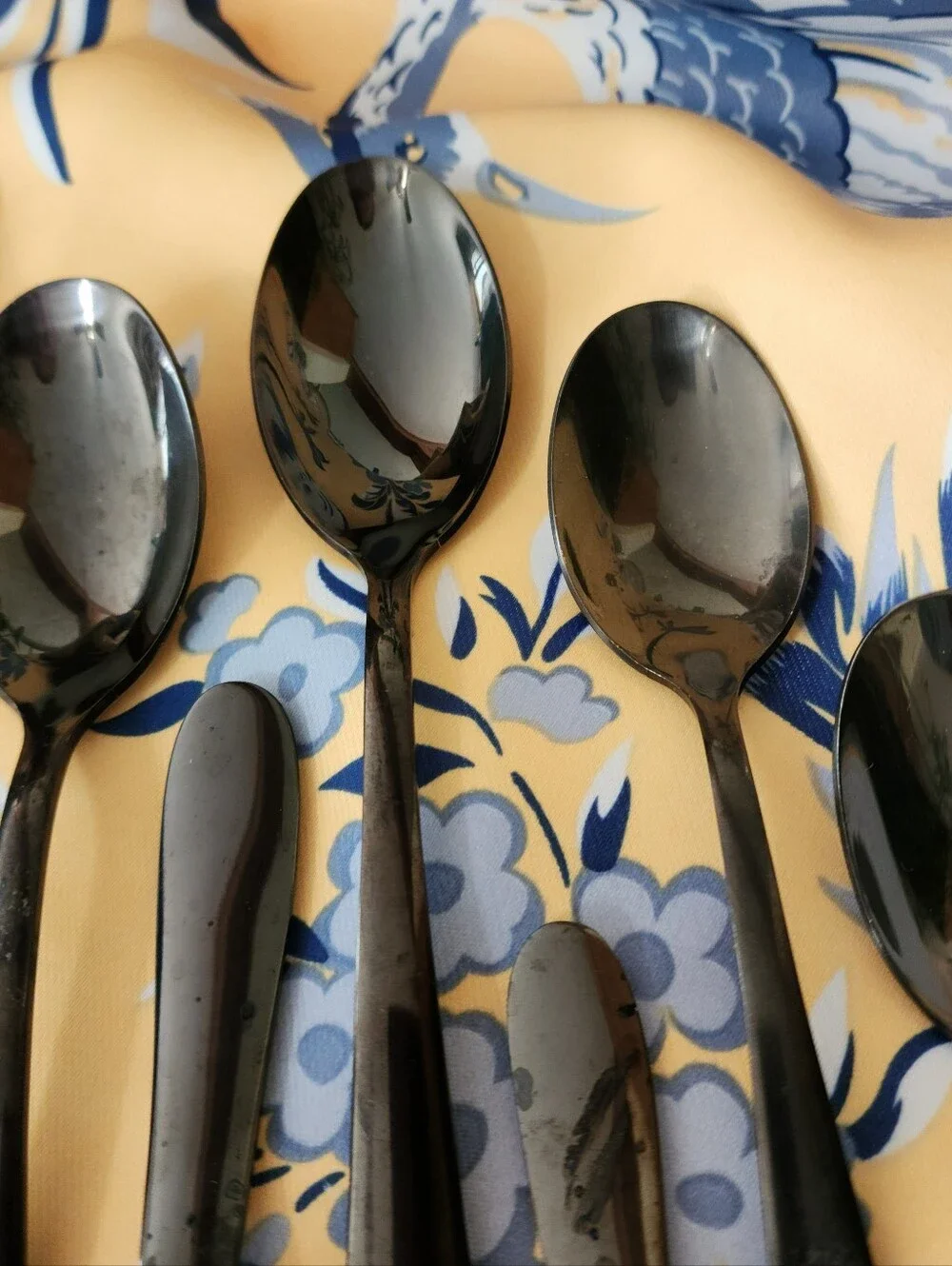 Cambridge Stainless Steel Flatware Black 17pc Misc Lot Spoons Forks Knives Set